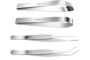 KYYLZ Set di 4pz Pinzette da Cucina in Acciaio Inox e Pinze da Cucina,Strumento Da Cucina Set Pinzette Pesce Lisca,Pinzetta Curva in Acciaio Inox e Pinza da Cucina Per Cucinare,Pulizia,Bellezza