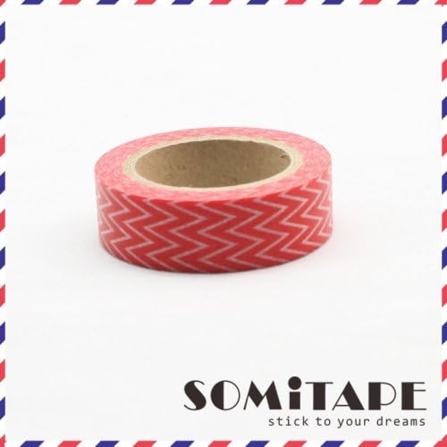 Red Thin Zigzag Washi Tape, Craft Decorative Tape