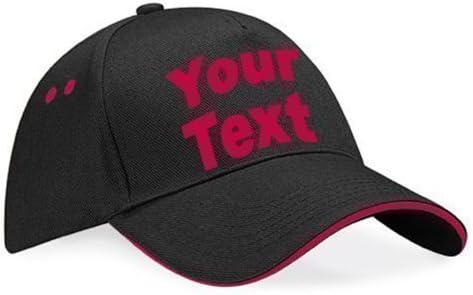 Baseball CapsPersonalised 2 Tone Baseball Fashion Cap (Unisex - Black/Classic Red)