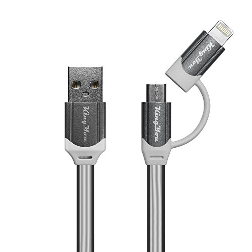 Kingyou 2 in 1 Lightning USB Kabel 1m Ladekabel USB Datenkabel geeignet für iPhone 6plus iPhone5c 5s iPad und Huawei Samsung Sony Usw Android Smartphones (Gray)