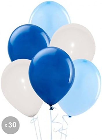 White, Blue and Dark Blue Balloons (x30)