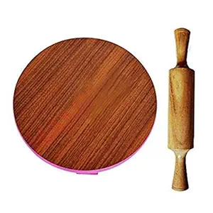 HANS Furnishing Wooden Chakla Belan (Brown)