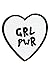 Produktbild likalla Herz Aufnäher/Aufbügler GRL PWR, weiß und schwarz gestickt. Freches Girl Power (iron-on) Patch zum Aufbügeln.