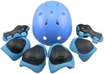 Tourwin Elbow Wrist Knee Pads and Helmet Sport Safety Protective Gear Guard for Children Skateboard Skating Cycling Riding Blading [7pcs Sets]