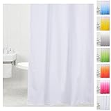 Duschvorhang, viele einfarbige Duschvorhänge zur Auswahl, hochwertige Qualität, inkl. 12 Ringe, wasserdicht, Anti-Schimmel-Effekt (180 x 180 cm, Weiß)