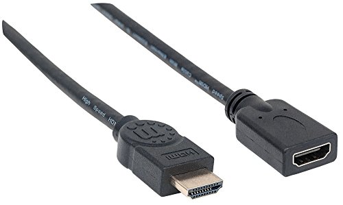 Manhattan 354363 High Speed Verlängerungskabel mit Ethernet-Kanal (HDMI-Stecker auf HDMI-Buchse Porterweiterung 4K HEC ARC 3D), 1m schwarz - 2