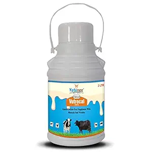 VETENEX Vutrocal Forte - Chelated Liquid Calcium Supplement for Cattle, Cow, Buffalo, Poultry, Goat, Pig and Farm Animals - 2 LTR