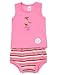 Bright Bots 0/3m Baby Girl Singlet Vest Top and Bloomer 2 Pce Set - Pink Stripe