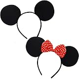 German Trendseller® - Minnie Maus Ohren + Schleife ┃ Kostüm ┃ Mäuschen Ohren ┃ Werden Sie zur Minnie Maus ✔ - 