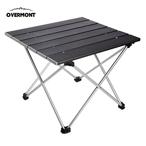 Overmont Mesa Tabla Plegable Portable de Aluminio Ultraligero para Camping jardín Senderismo Picnic Playa Viajes Pesca y Barbacoa M/L Bolsa de almacenaje