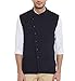 Hypernation Navy Blue Side Button Cotton Waistcoat For Men RS.1399.00