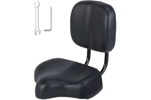 Tumnea Sillín de Bicicleta Sillín de Bicicleta con Respaldo Sillín de Bicicleta de Gran tamaño Asiento de Bicicleta cómodo Reemplazo Cojín de Bicicleta Acolchado de Espuma viscoelástica Ancha