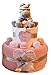 Two Tier Pink Baby Girls Zebra Nappy Cake Baby Gift - FREE DELIVERY (Pink)