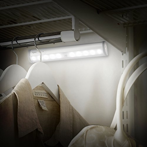 Aglaia LED Kabellos Schranklampe, automatische Innen-Sensorleuchte mit Bewegungsmelder, 10 Stück LEDs, Kaltweiß Licht Sensor Lampe für Schrank, Unter-Kabinett, Wandschrank - 6