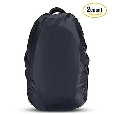 AGPTEK Housse de Sac à Dos Etanche Nylon Couverture Anti-Pluie Anti-Poussiere,2 PCS, M, Noir