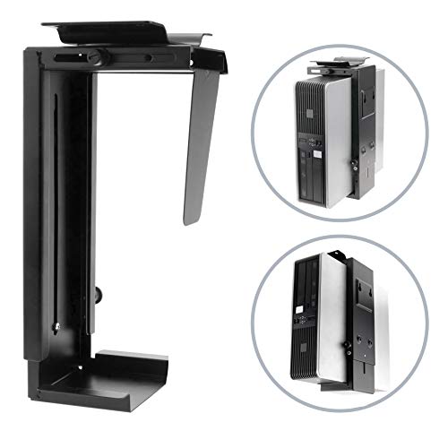 PRIMEMATIK AC65-0002-VCES - Soporte de Caja de Ordenador bajo Mesa o fijación a Pared Ajustable (88-203mm), Color Negro