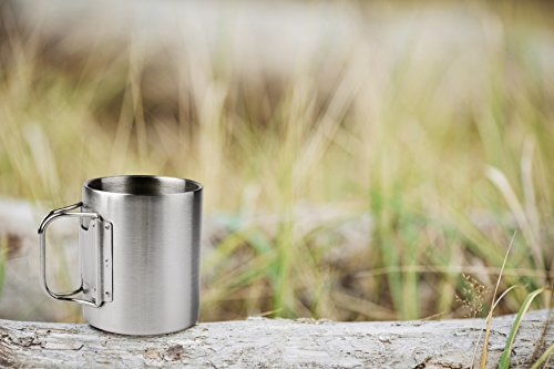 OUTDOOR FREAKZ Outdoor Becher / Camping Becher 300 mL mit Klappgriffen aus Edelstahl - 6
