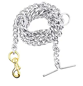 RvPaws Steel Dog Chain for Strong Dogs Silver Grind No. 4 (L- 60 in.) for Very Heavy Dogs