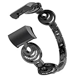 Altsommer 4 Farben Armband für Fitbit Charge 2 Luxus Sonne und Mond Sterne Muster Edelstahl mit Metallrahmen Armbände,mit Schnellverschluss Replacement Bnad für Damen Herren Gold (Schwarz)
