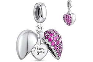 NINGAN Colgante de plata esterlina 925 "I Love You colgante en forma de corazón de zircon brillante adecuado para pulseras de mujer collar regalo de San Valentín
