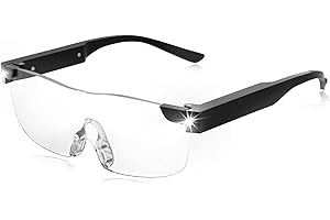 SKYWAY Magnifying Glasses with Light, 200% LED Lighted Rechargeable Magnifier Eyeglasses for Reading Hobbies and Close Work, Magnifying Glasses Hands Free