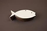 10x Holz Fisch Tierform Hängedeko Basteln Dekoration Bemalen - 3