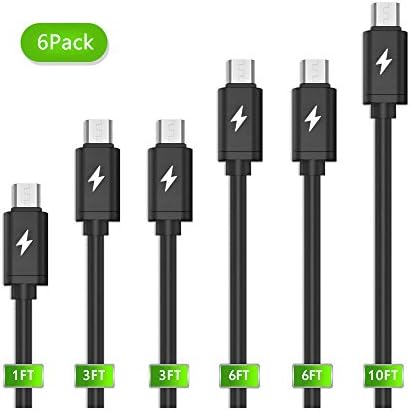 Micro Usb Cables,CIMOXI High Speed Data Sync Fast USB Charging Cables (1Ft 3Ft 6Ft 10Ft)[Short and Long Micro Usb Charge Cable Set] for Android,Samsung,HTC,LG,Sony,Windows (6-PACK)