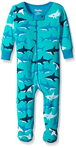 Hatley Baby Boys 0-24m Infant Footed Coverall Great White Sharks Footies, Multicoloured (Blue), 3-6 Months