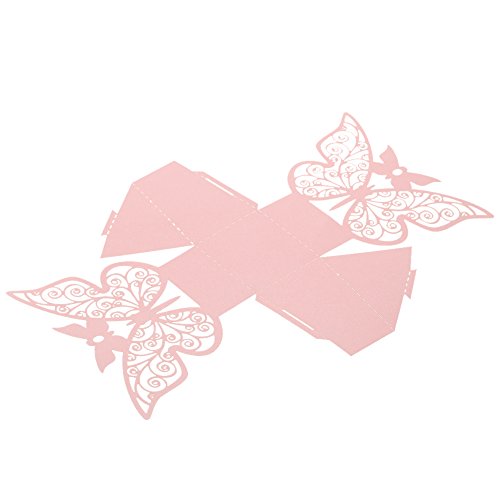 Anself 20St Laserschnitt Schmetterling Hochzeit Geschenkbox DIY Bonbon-Box mit Farbband - 4