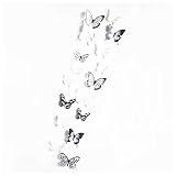 Wandaufkleber - SODIAL(R) 18 Stk. Halbtransparent 3D-Schmetterling Wandtattoo Abnehmbar Wandsticker 3D Wandaufkleber Haus Deko (Schwarz+Weiss)
