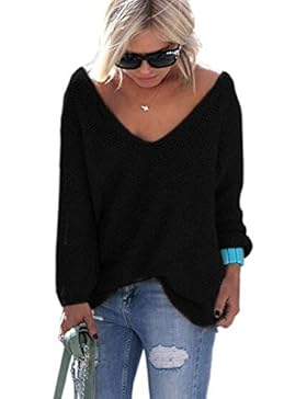 YACOPO Damen Herbst und Winter arbeiten lose mit langen Ärmeln V-Ausschnitt-PulloverSexy Pullover mit V-Ausschnitt...