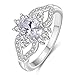 Produktbild Thumby Eingelegtes Weißes Kristallzirkon Geometrische Fliegende Form Musterring Platin 925 Einfacher Schmuck, Frau, Populär, Klauen-Set, Besuchender Cocktailring, Zirkon, Weiß Platin, US 7