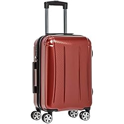 AmazonBasics - Oxford - Valise rigide à roulettes pivotantes - 55 cm, Rouge