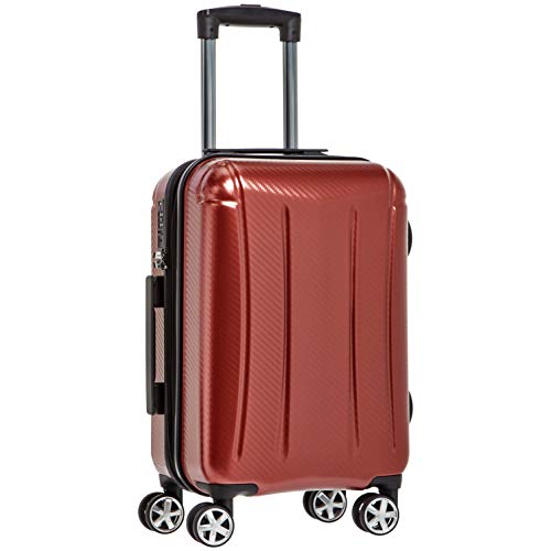 AmazonBasics - Oxford - Valise rigide à roulettes pivotantes - 55 cm, Rouge