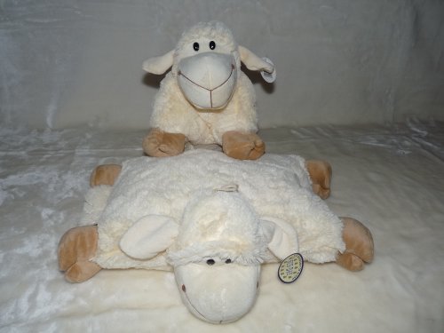 2in1 Kuschelkissen und Kuscheltier Schaf, Schäfchen, Schafkissen, Kuschelschaf mit Klettverschluss 26cm