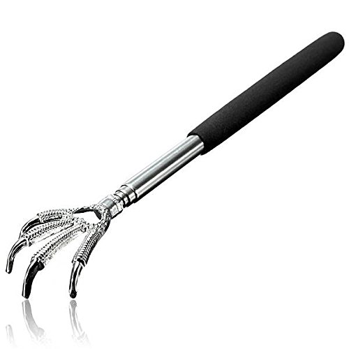 ELEGIANT Verstellbar Ausziehbar Rückenkratzer bis 58 cm Kratzhand Teleskop Stiel Edelstahl Massage PVC Griff 8.4“~22.6“ Geschenk Schwarz - 3