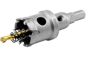 Aohhy 30mm Broca Cortadora de Agujeros de Metal, Cortador Orificio con Punta de T.C.T Carburo de Tungsteno para Chapa de Acero Inoxidable, Metal, Aleación, Hierro, Madera