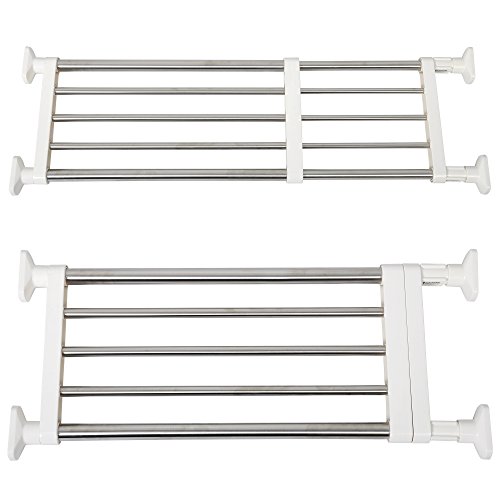 WOLTU BZ4112-1 Teleskop-Garderobensystem Regal , Verstellbare Länge(75-120cm) , 10 Stange aus Edelstahl , ohne Bohren , Chrom-Weiß - 3