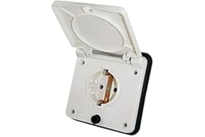 PRO-STYLING DESIGN FOR PERFECTION Presa esterna da 220 V, presa da incasso, IP44, adatta per roulotte, camper, caravan, 220 V, 240 V, tipo Schuko, colore: bianco