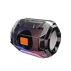 Buddymate ALK01 Mini Portable Wireless Bluetooth Speaker with LED Light High Bass Sound Supported FM | AUX | SD Card Slot | Compatible with All Devices [Multi Color]