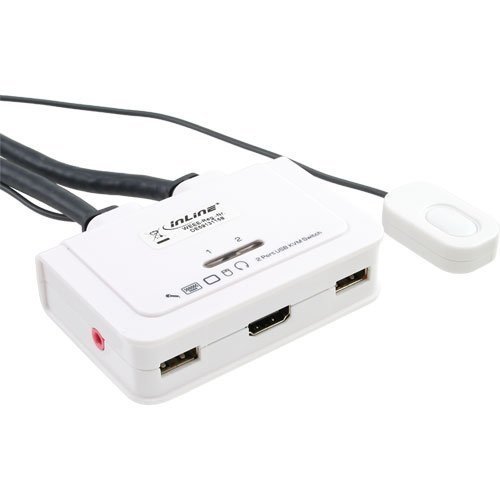 InLine 62612I KVM Switch mit Audio (2-fach, HDMI, USB, integriertes Kabel)