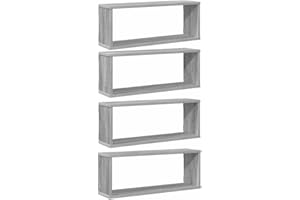 ‎VIDAXL vidaXL Würfelregal 4 STK., Wandregal mit viel Stauraum, Wandablage für Schlafzimmer Wohnzimmer, Hängeregal Schweberegal Regal, Grau Sonoma Holzwerkstoff