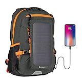 SunnyBAG Explorer+ Sac à Dos pour Ordinateur Portable Panneau Solaire Amovible 6Watts Port de Charge USB Énergie Solaire - Noir-Orange
