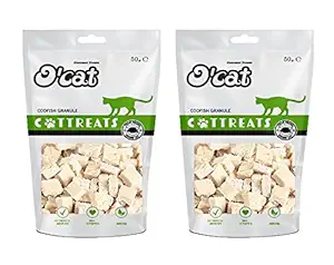 O'Cat Codfish Granule 50 GMS ( Pack of 2 ) Treats for Cats & Kitten | Dental & Training Cat Treats.
