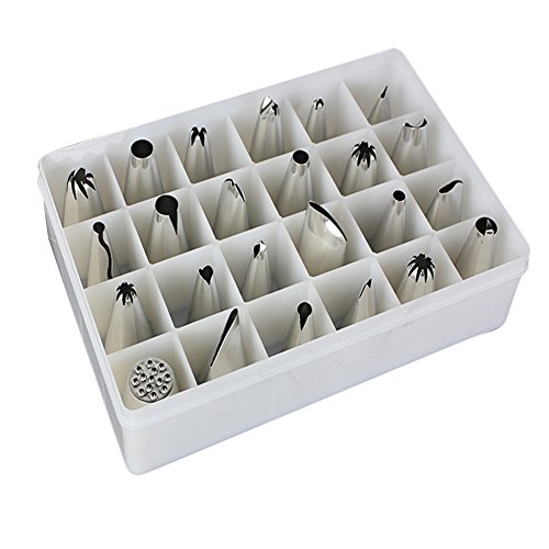 FloraFox 24 Tlg Edelstahl Craft Meister Sahne Torte Dekorieren Für Spritzbeutel Spritztüllen Set