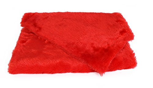 Vardhman Faux Fur Cloth (Red, 40 x 34 Inches)