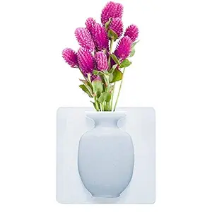 Chogli Wall Mounted Vase, Silicone Sticky Flower Container for Dried Flowers,Decorative Vase.for Door, Refrigerator, Wall, Table, No Trace Sticker (Multicolor)(Set of 2).