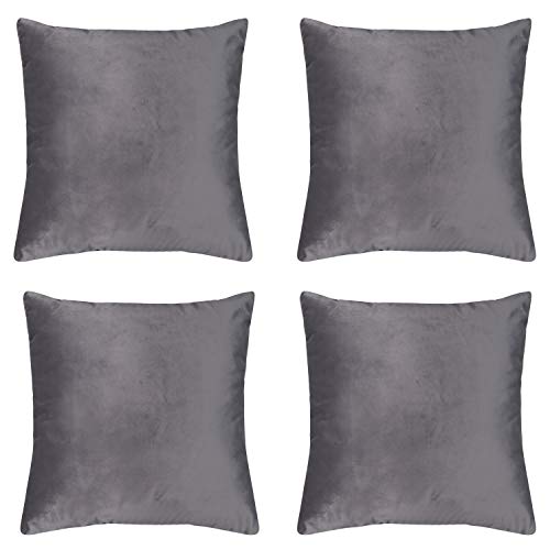 SUO AI TEXTILE Throw Pillow Case Soft Velvet Decorative Set of 4 Square Pillow Cover for Living Room