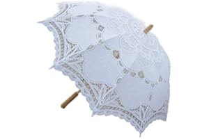 MCTIES GOURIDE 80 cm wiktoriański haft koronkowy parasol ślubny parasol ślubny, biały
