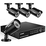 FLOUREON DVR 8CH Système de Surveillance 6-en-1 Système de Caméra de Sécurité et 4X HD 1080P XVI CCTV Caméra Extérieur avec Détection Humaine Alerte de Mouvement Aucun HDD